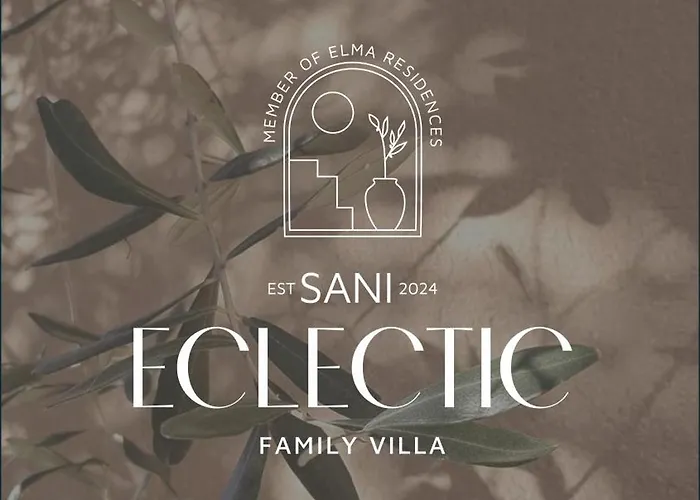 Sani Eclectic Family Villa, Private Garden